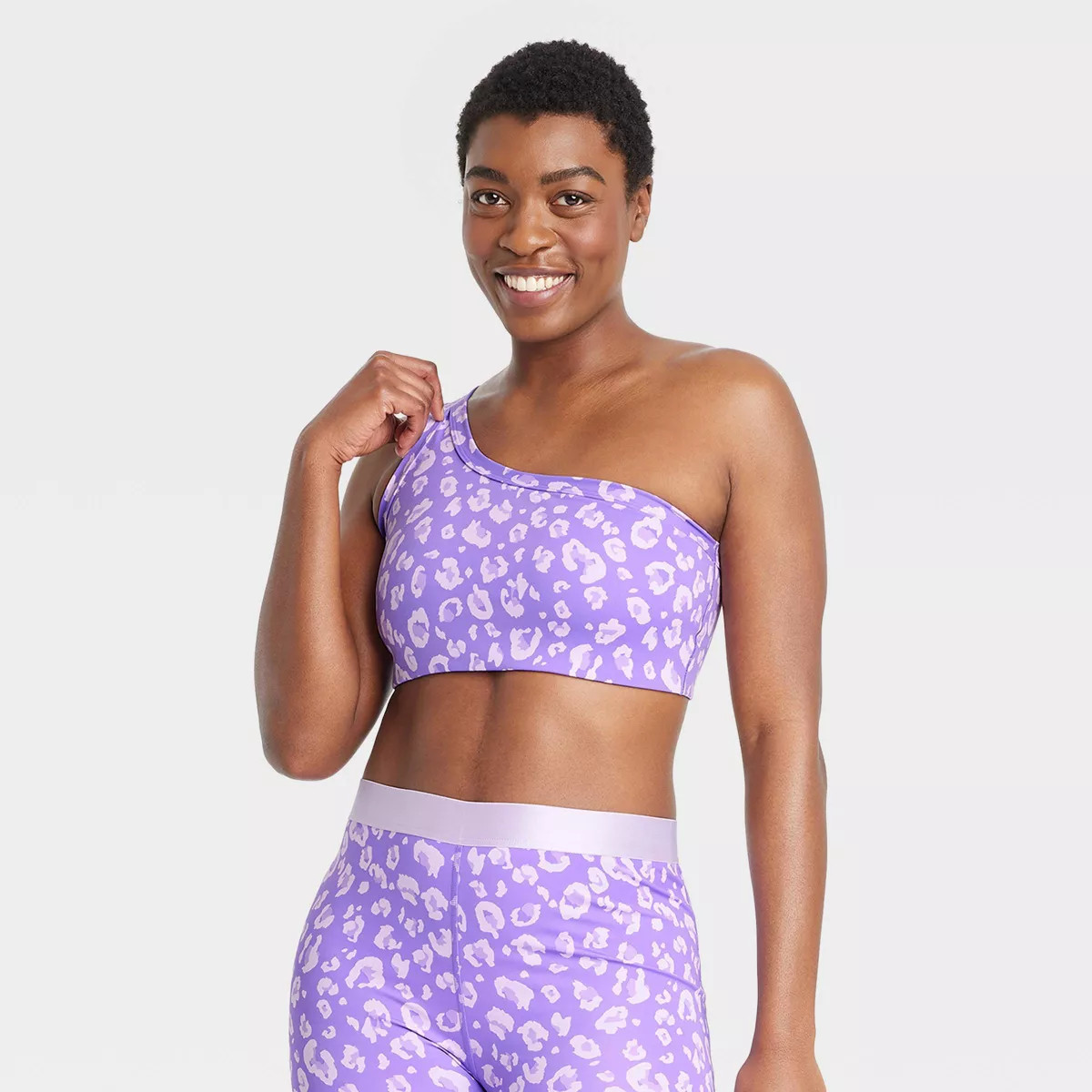 Women's Light Support Brushed Sculpt Asymmetrical Sports Bra - All in Motion™ | Target