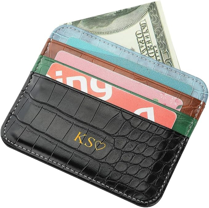 Personalisa Gold Silver Initial letters Credit Card Holder Wallet, PU Leather Ultra Slim Wallet, ... | Amazon (US)