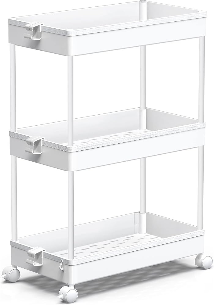 SPACEKEEPER Storage Rolling Cart, 3 Tier Laundry Room Organization Utility Cart Bathroom Organize... | Amazon (US)