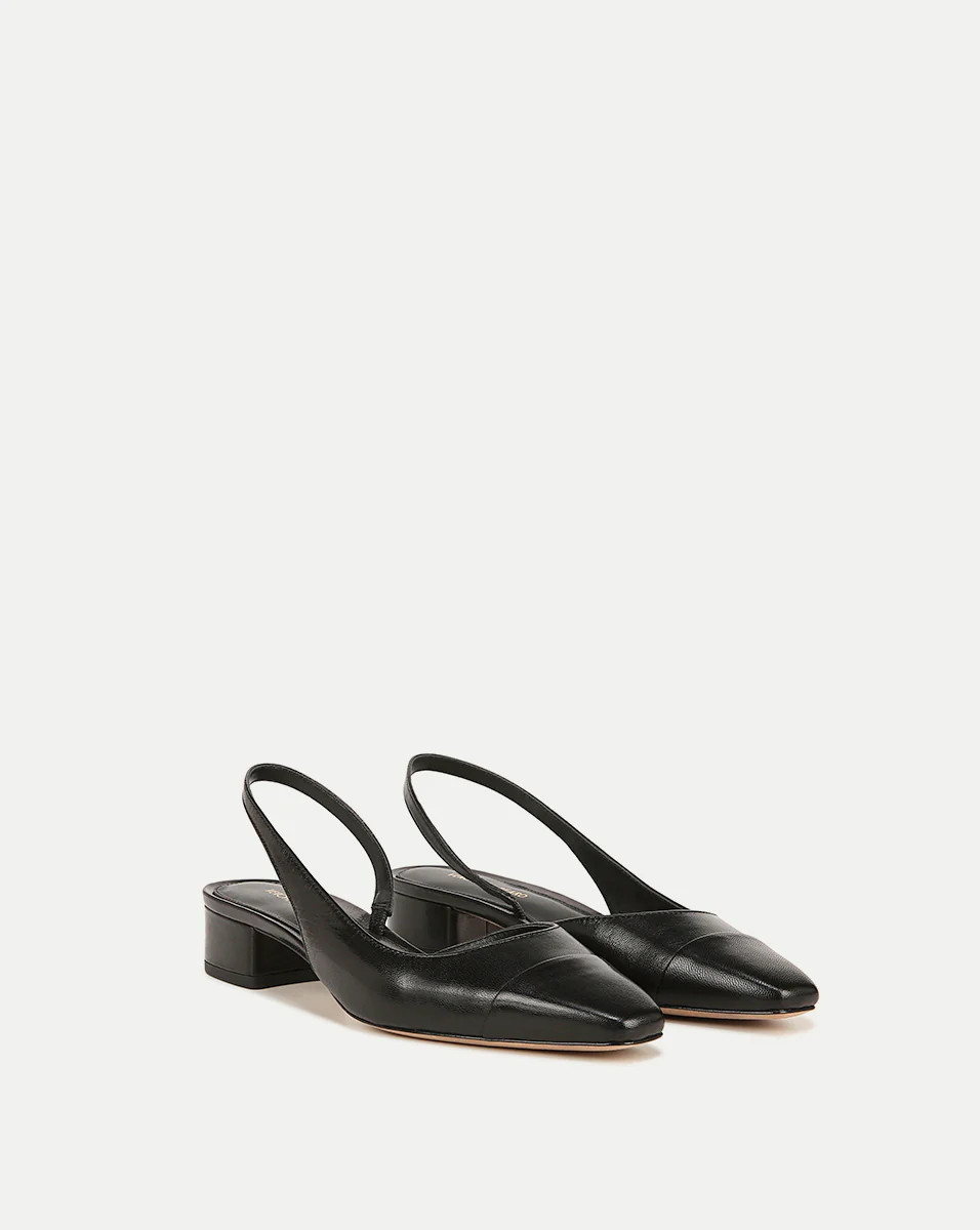 Cecile Leather Cap-Toe Slingback | Veronica Beard