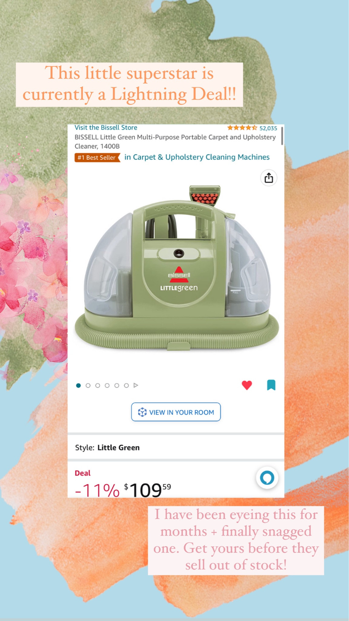 Cannot wait to use this Bissell upholstery cleaner on all the things!! Great for carpet stains, too! Currently a lightning deal on Amazon! ✨

#Home 
#Clean
#Affordable finds
#Amazon home 


#LTKFind #LTKsalealert #LTKhome