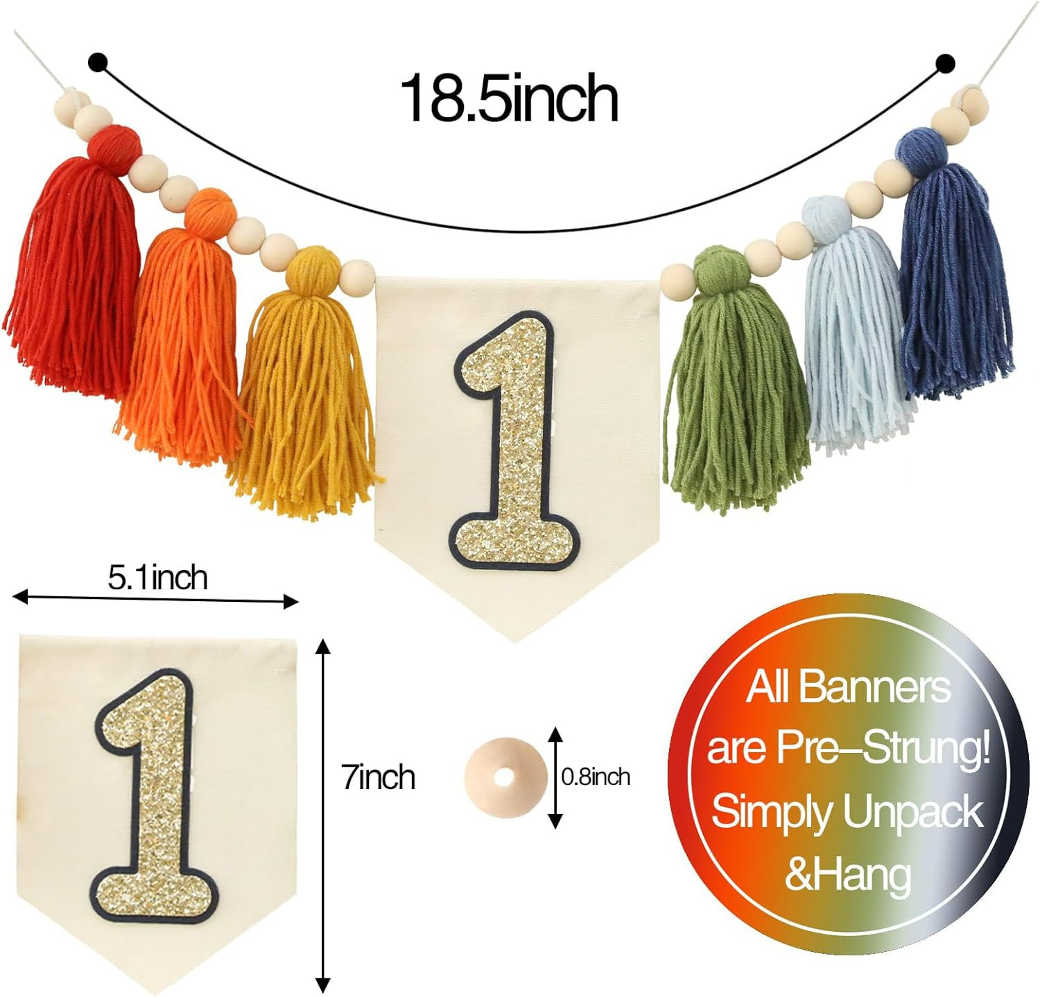 Handmade Rainbow 1st Birthday HighChair Banner Colorful Party Decoration For Girls Boys Baby Show... | Amazon (US)