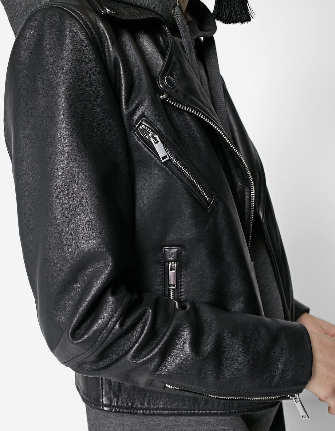 Blouson biker cuir fermetures éclair | Stradivarius (FR)