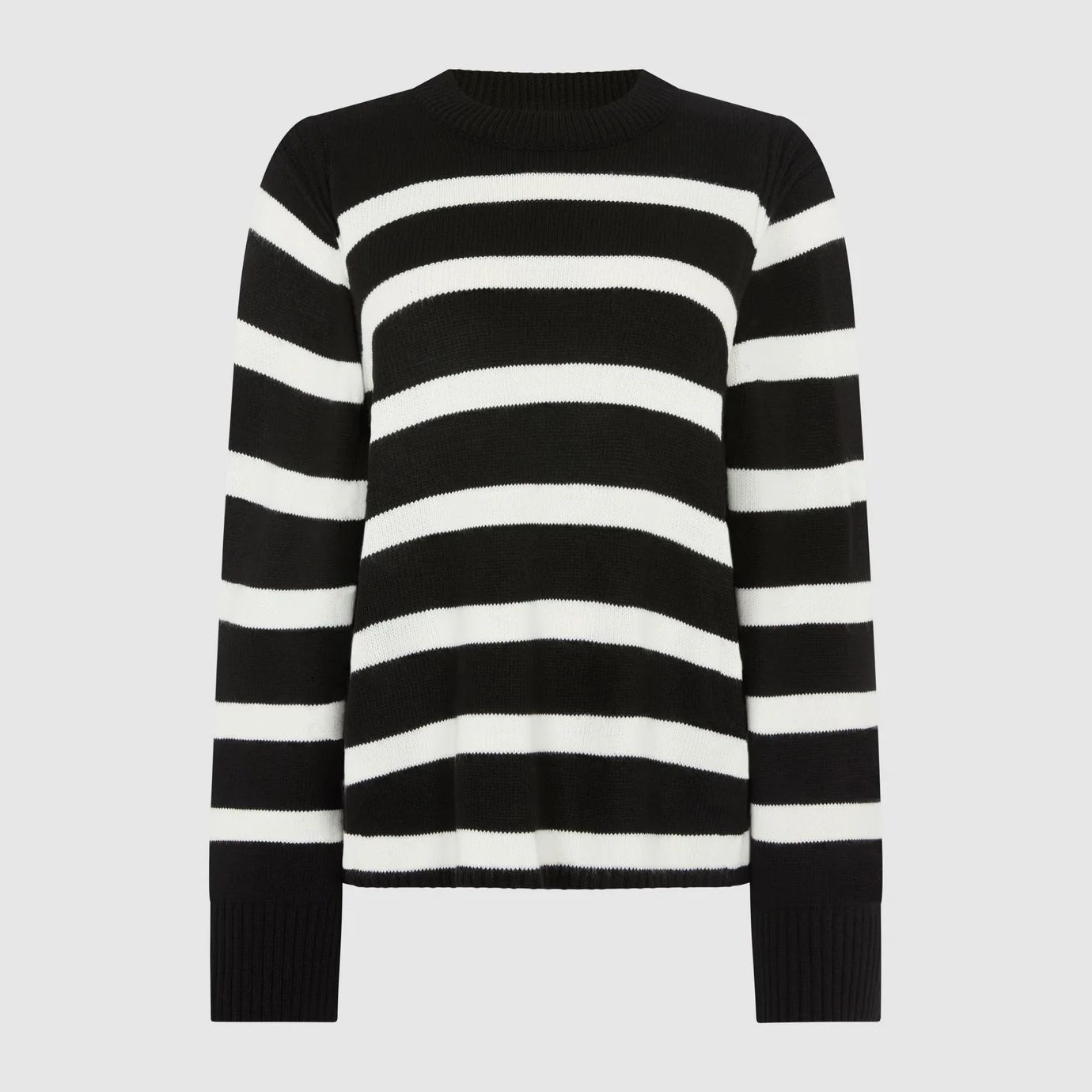 THE ULTIMATE STRIPE KNITTED CREWNECK - BLACK / WHITE | WAT The Brand