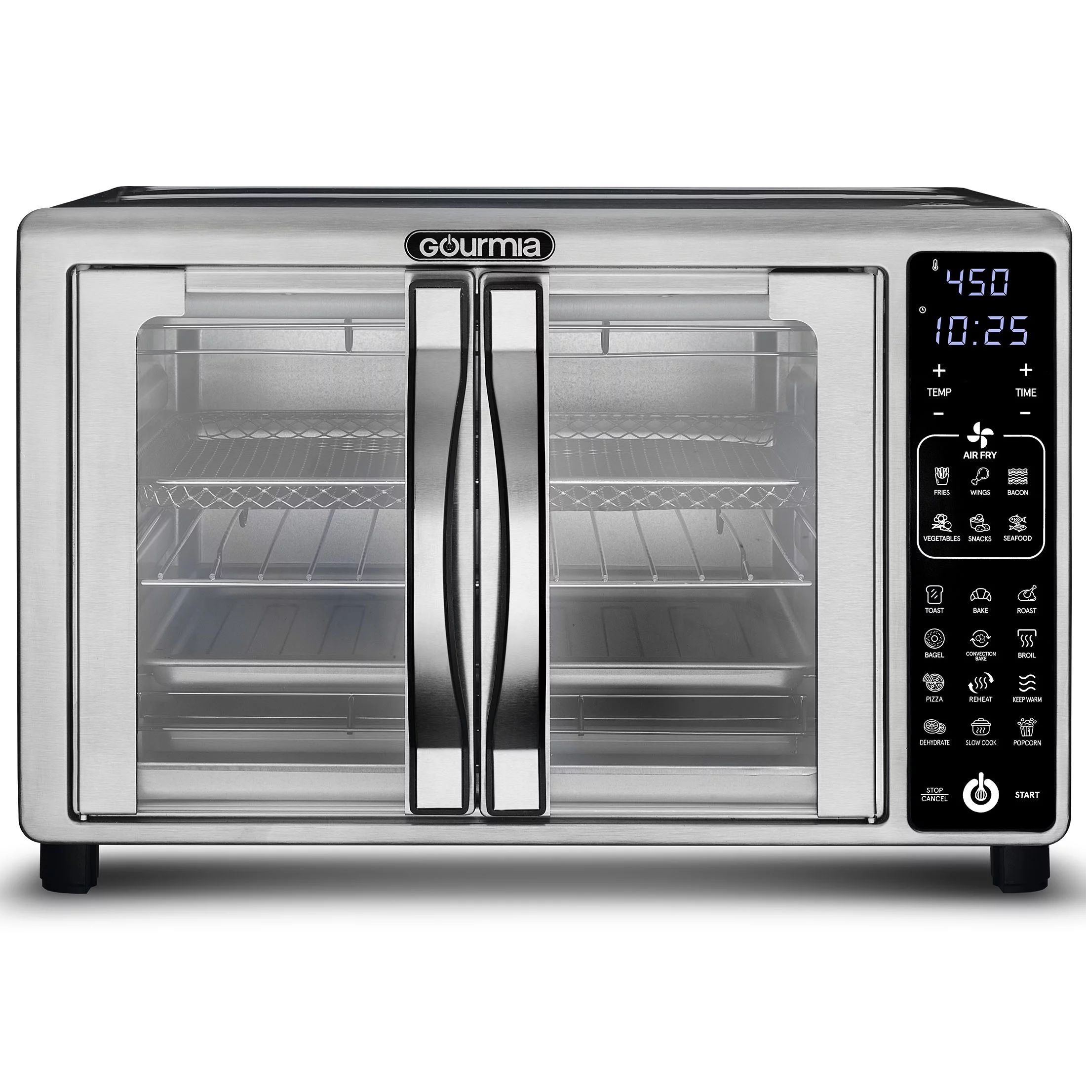 Gourmia Digital Air Fryer Toaster Oven with Single-Pull French Doors, 6 Slice, Stainless Steel | Walmart (US)