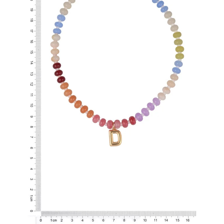 Time and Tru Goldtone Multicolored Bead Initial "D" Necklace | Walmart (US)