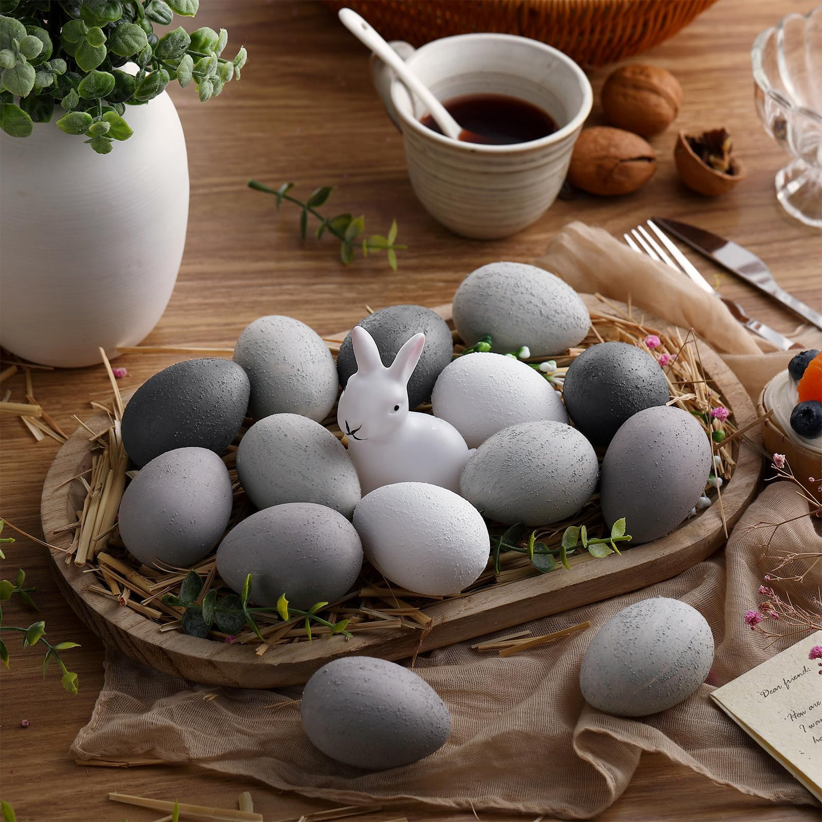 24 Pcs Easter Speckled Eggs Textured Plastic Eggs Neutral Easter Decor Pastel Fake Chicken Eggs E... | Amazon (US)