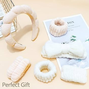 Chanaco Spa Headband, Khaki, Beige - Soft & Comfortable Microfiber Facial Headband for Women, Was... | Amazon (US)