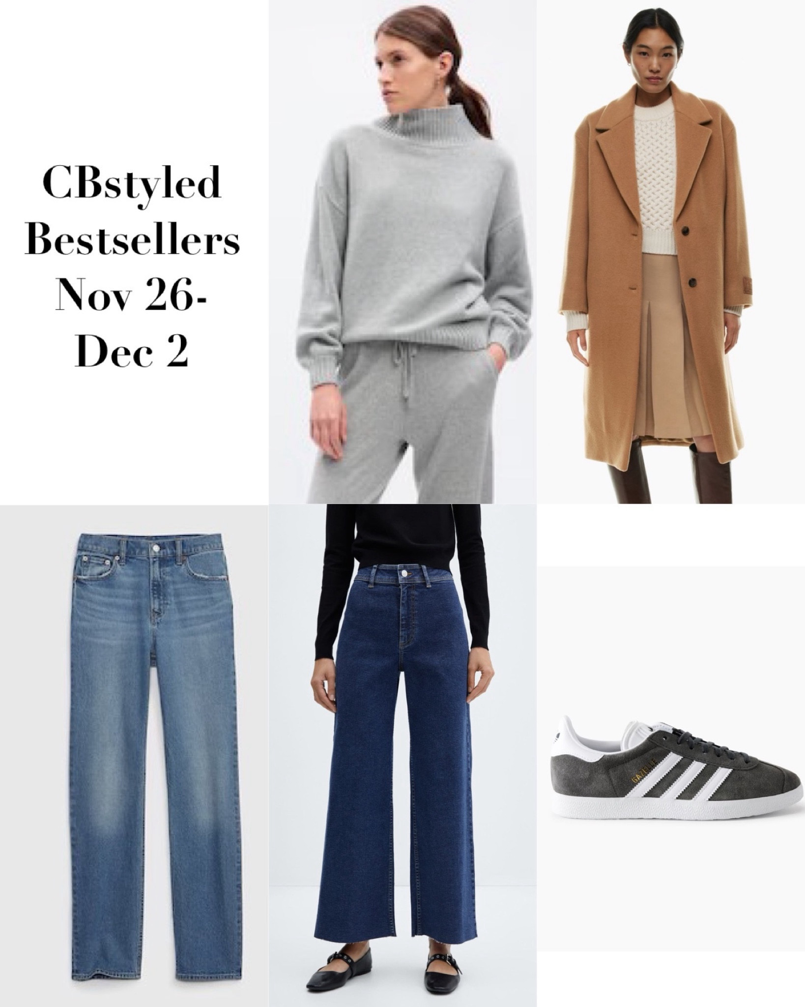 Bestsellers Nov 26-Dec 2:
1. Mock neck sweater: great basic, very soft. Fit tts. On sale! 
2. Wool coat: classic camel wool coat, last fall I tried on several and this was my fave and it was the winner again when I compared several grey wool coats. Pricy but great quality. Roomy fit, I’m 5’ 7” wearing S. Lined and 78% wool. 
3. Straight jeans: perfect straight leg jeans, trendy style and so versatile. On sale! Fit tts, I’m 5’ 7 wearing size 27, reg length. 1% stretch
4. Wide leg cropped jeans: trendy and chic, easy to dress up or down. High waisted and the denim is quite stretchy. Fit tts (I’m 5’ 7 for my usual size 4 and cut approx 1/4 inch off the bottom after washing). 
30% off codes:
🇺🇸 code MANGO30 min spend $240 
🇨🇦 code MNG30 min spend $280 Shipping and returns are free for both countries and no additional duty

I also linked more of last weeks most popular items


#LTKover40 #LTKfindsunder50 #LTKfindsunder100