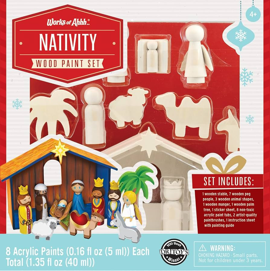 Works of Ahhh... Holiday Craft Set - Nativity Premium Wood Paint Kit | Amazon (US)