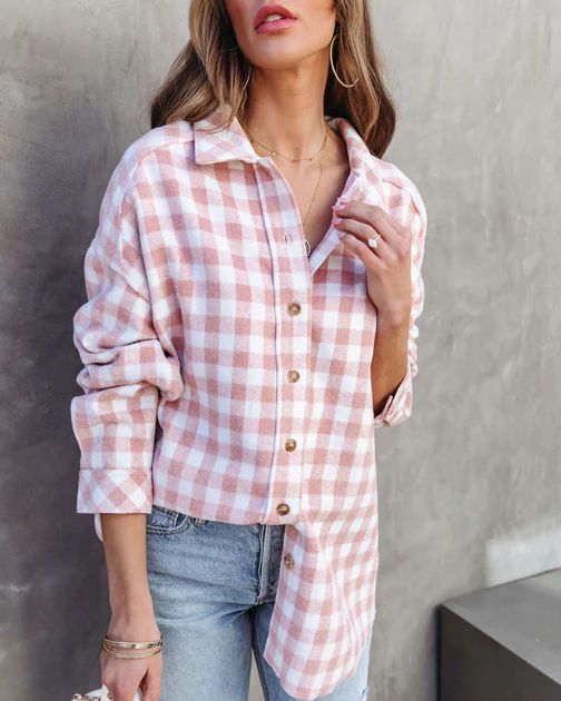 Weekend Road Trip Gingham Button Down Top | VICI Collection