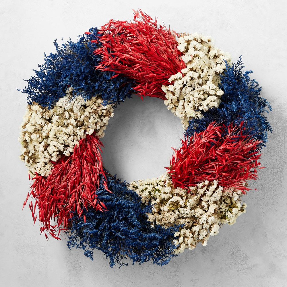 4th of July Patriotic Pinwheel Live Wreath, 20" | Williams-Sonoma