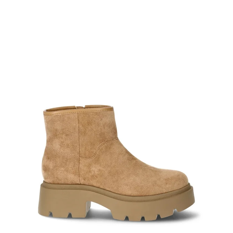 No Boundaries Women's Cozy Lug Sole Ankle Boots - Walmart.com | Walmart (US)