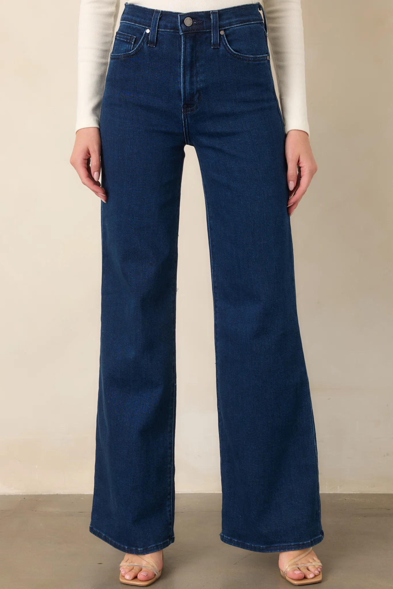 Wherever We Go Dark Wash Cotton Denim Wide Leg Jeans 28 / Dark Wash | Red Dress