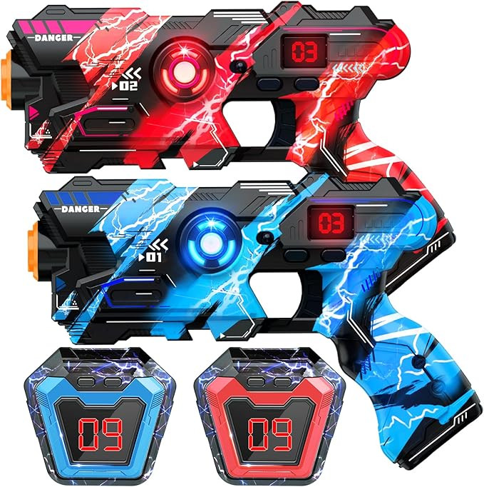Laser Tag Guns Set of 2 with Digital LED Score Display Vest Multi-Functional Laser Tag Fun Indoor... | Amazon (US)