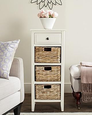 Safavieh American Homes Collection Michaela Side Table, 15" x 11.8" x 35.8", Distressed White | Amazon (US)