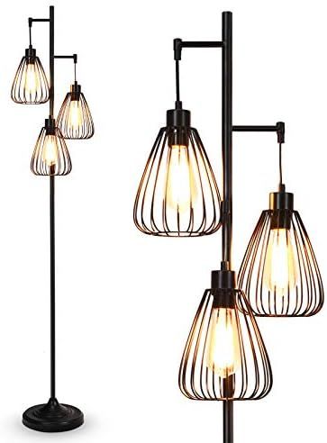 Tangkula 3 Lights Industrial Floor Lamp, Rustic 3-Head Tall Lamp, 67Inch Metal Standing Lamp, Tre... | Amazon (US)