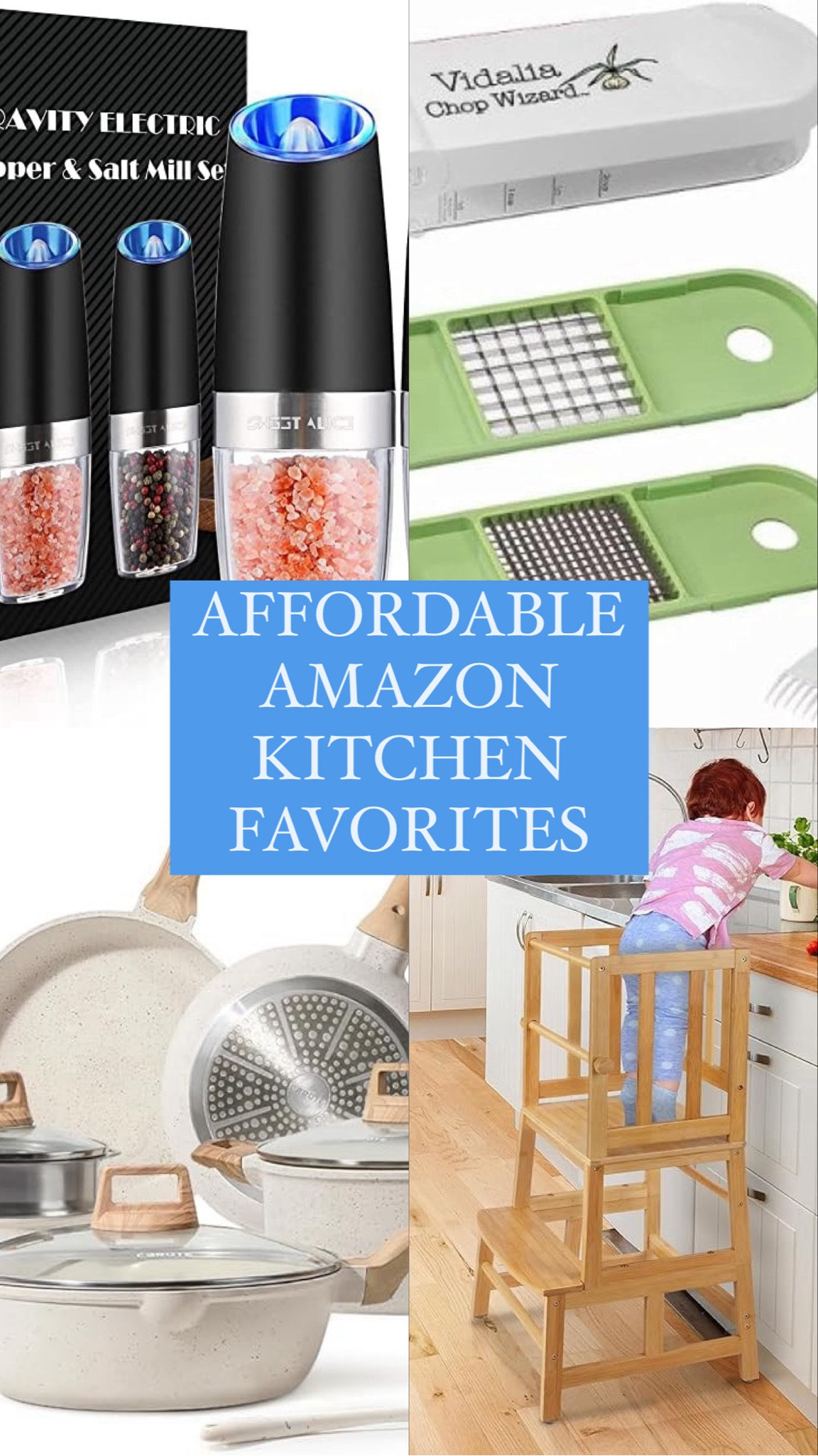 Linking some of my favorite kitchen gadgets from Amazon — electric gravity salt and pepper grinders, nontoxic nonstick pots and pans, veggie chopper, and toddler stool, electric can opener 

#LTKHome #LTKSaleAlert #LTKFindsUnder100