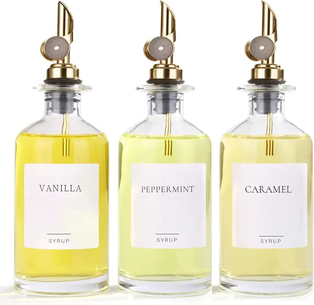 Ezebesta Set of 3 Coffee Syrup Glass Dispenser Bottles 480ml Pump Bottles with 10 Labels for Coff... | Amazon (CA)