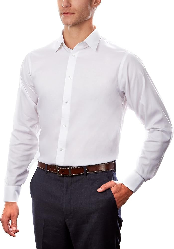 Calvin Klein Men's Dress Shirt Regular Fit Non Iron Stretch Solid | Amazon (US)