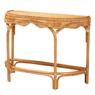 bali & pari Wakana 42.1 in. Natural Rattan Rectangle Wicker Console Table 241-13399-HD - The Home... | The Home Depot