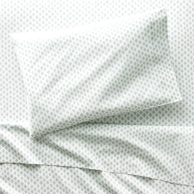 Shome Organic Patterned Blue Baby Crib Fitted Sheet by John Robshaw + Reviews | Crate & Kids | Crate & Barrel