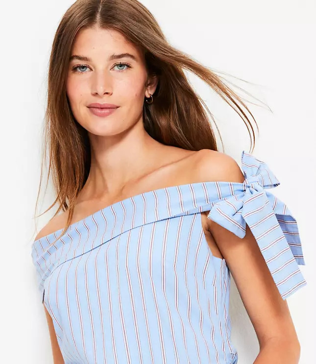 Striped Tie One Shoulder Top | LOFT