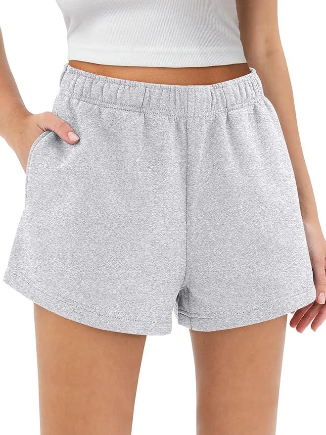 AUTOMET Sweat Shorts Womens Casual Athletic High Waisted Shorts Comfy Lounge Workout Shorts Summe... | Amazon (US)