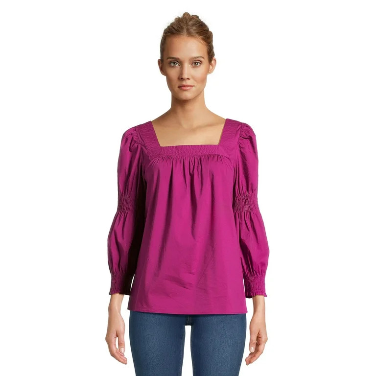 The Pioneer Woman Square Neck Top with Long Sleeves, Women's, Sizes XS-XXL | Walmart (US)
