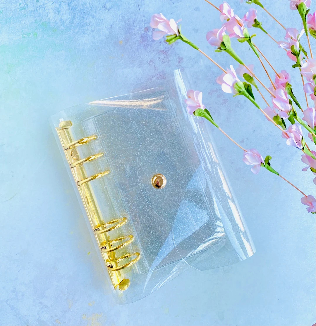 Handmade holographic jelly binder with cash envelope. Personal size binder with cash envelope bin... | Etsy (US)