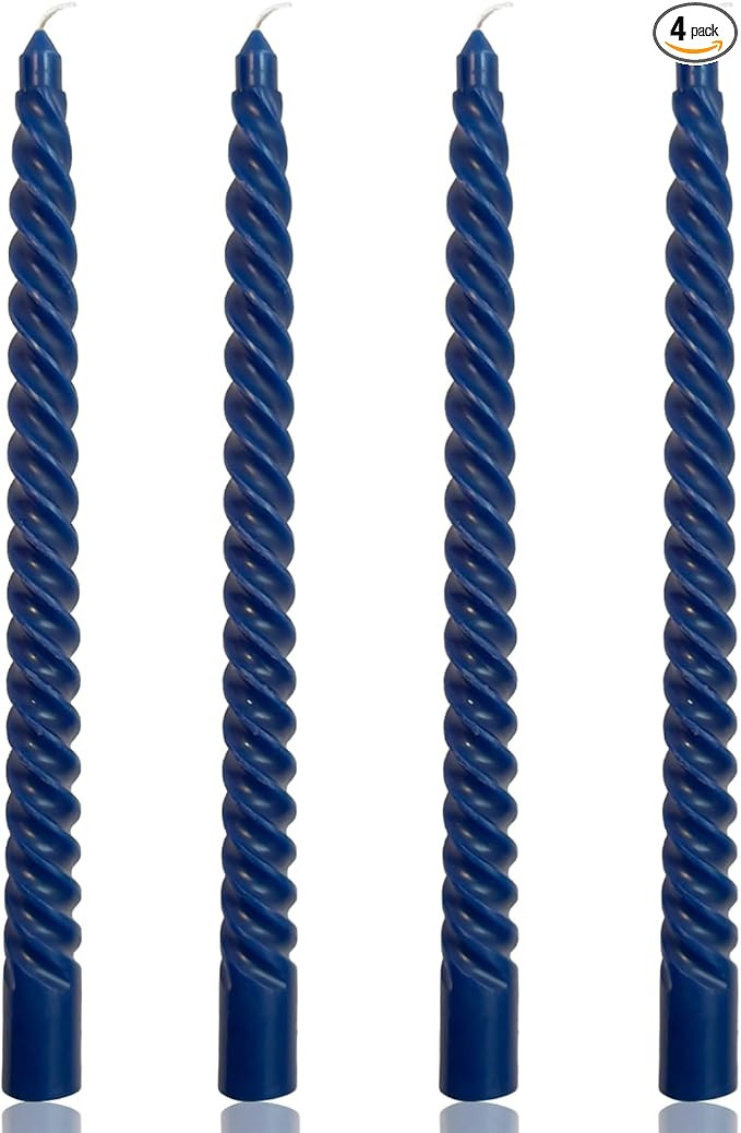 Navy Blue Spiral Taper Candles for Home Decoration, 4 Pack 10 Inch Candlesticks for Dinner Party ... | Amazon (US)
