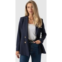 Women's Cambridge Blazer, Navy Crepe, Polyester, Size UK 14, Saint + Sofia | Saint + Sofia