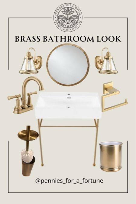 Beautiful brass bathroom look, such great finds! From gorgeous light fixtures to a very elegant trash can, all style ❤️

#LTKstyletip #LTKhome #LTKfamily