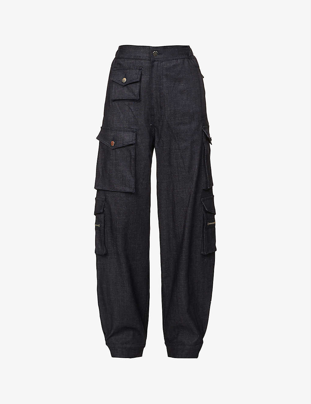 EB DENIM Flap-pocket wide-leg mid-rise stretch-denim cargo trousers | Selfridges