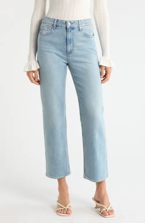PAIGE Stevie High Waist Ankle Straight Leg Jeans in Glide at Nordstrom, Size 26 | Nordstrom