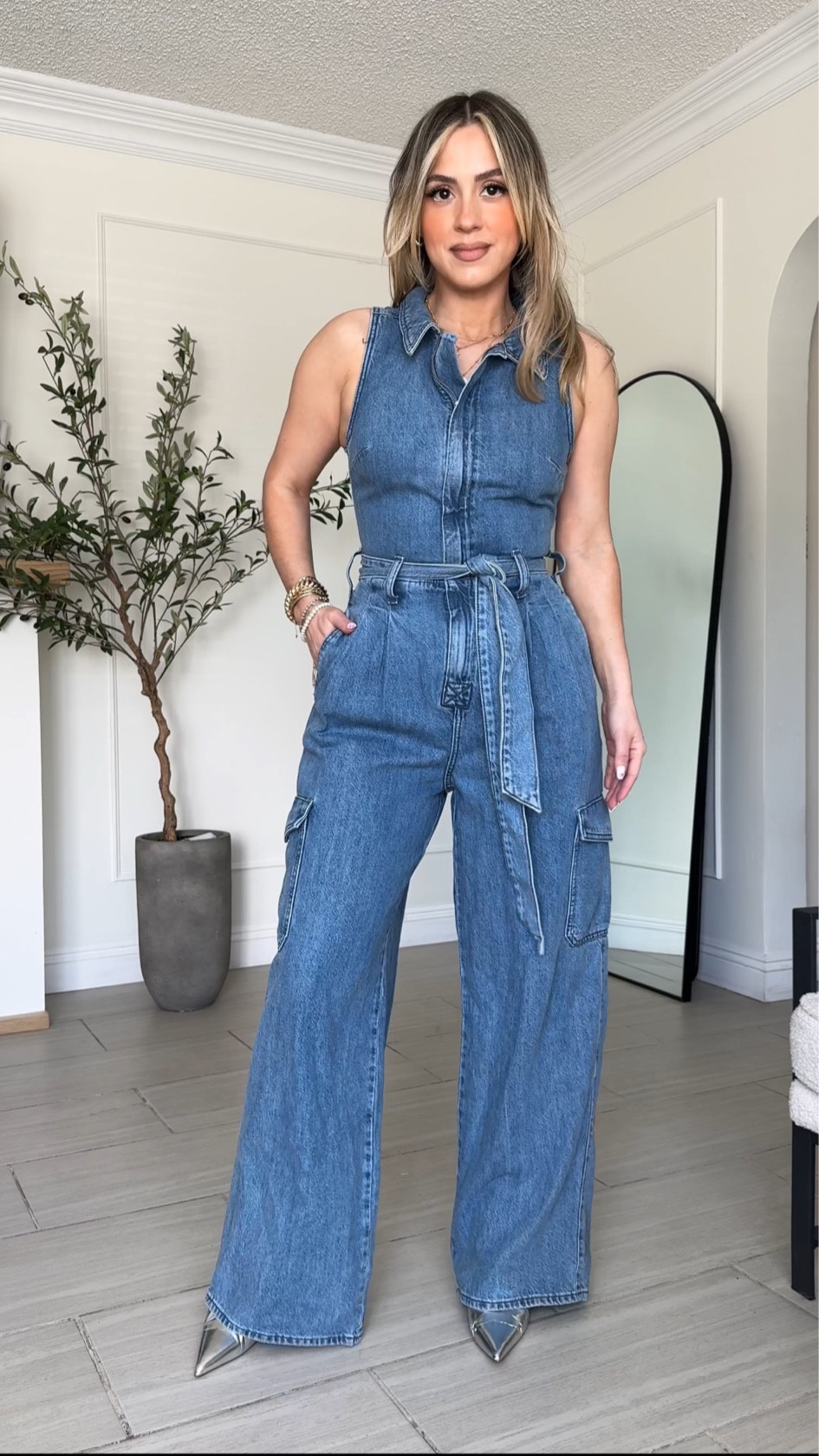 Ashley Denim Cargo Jumpsuit
