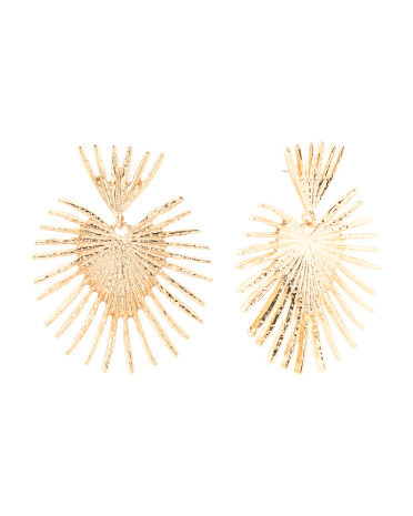Gold Heart Fan Drop Earrings | TJ Maxx