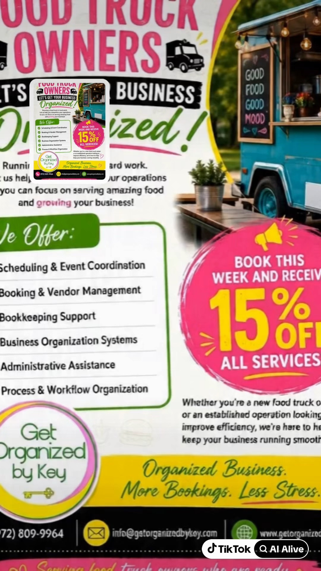 🚚 FOOD TRUCK OWNERS — FOCUS ON COOKING, WE’LL HANDLE THE REST!
Running a successful food truck takes more than serving great food. Between scheduling, bookings, paperwork, vendor communication, and daily operations, it’s easy to get overwhelmed.
Allow us to bring productivity, organization, and efficiency back to your business so you can get back to doing what you love most — cooking amazing food and serving your customers.
Our Services Include:
✅ Scheduling & Event Coordination�✅ Booking & Vendor Management�✅ Bookkeeping Support�✅ Administrative Assistance�✅ Business Organization Systems�✅ Process & Workflow Management
Whether you’re a new food truck owner or a seasoned operator, we can help streamline your business, increase efficiency, and reduce stress.
Less paperwork. More productivity. More profit.
Get Organized by Key
📞 (972) 809-9964�📧 info@getorganizedbykey.com�🌐 www.getorganizedbykey.com
Work smarter. Serve more customers. Grow your business.

#LTKdayinmylife #LTKootd