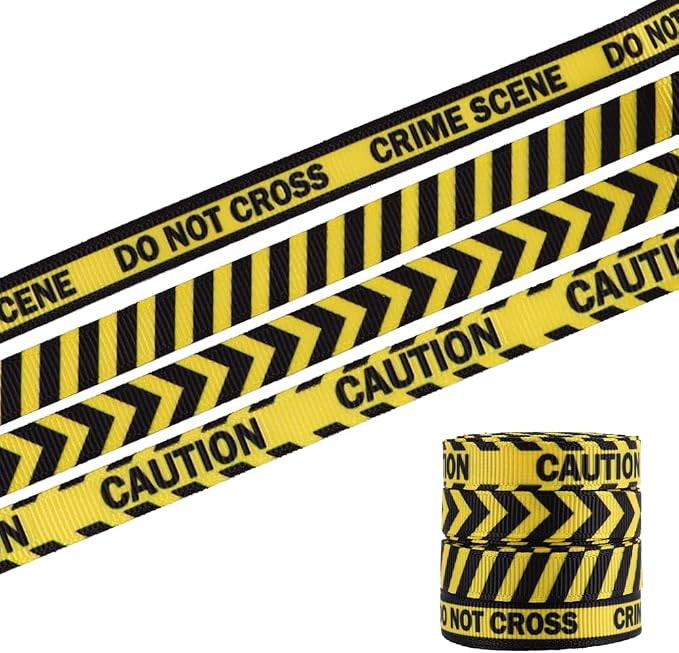 4 roll 20 Yards Caution Ribbons, 3/8" Yellow Caution Tape Grosgrain Ribbons Yellow and Black Stri... | Amazon (US)