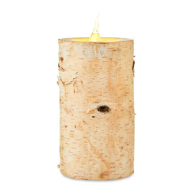 Natural Wooden LED Battery Operated Pillar Candle, 6 in H, by Holiday Time | Walmart (US)
