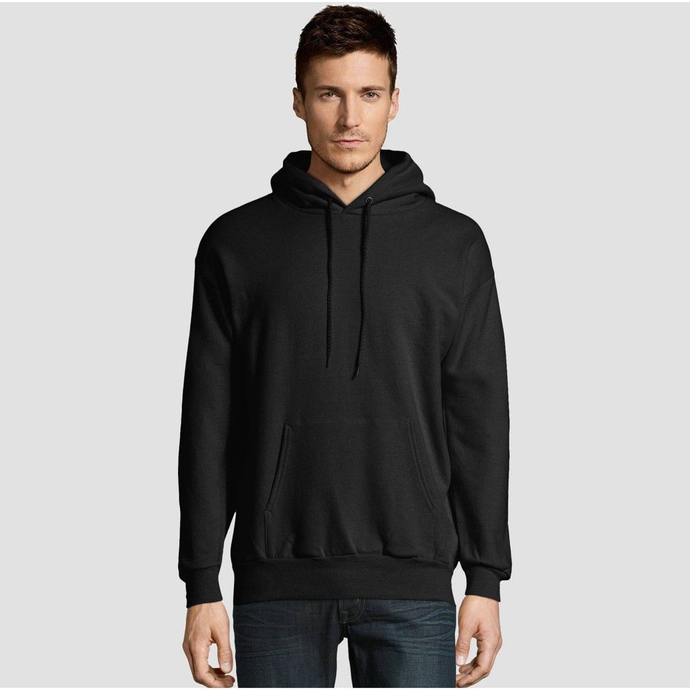Hanes Men's EcoSmart Fleece Pullover Hooded Sweatshirt - Black L, Size: Large | Target