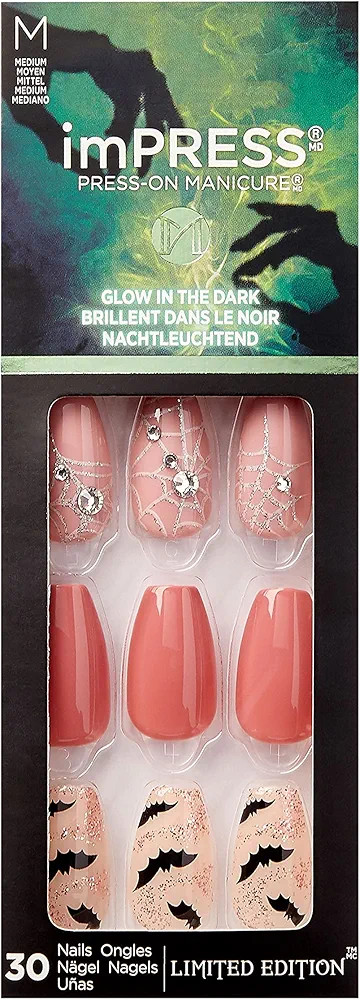 Kiss imPRESS Press on Manicure Halloween Nails - Let Me In, Medium Length, Coffin Shape, 30 Fake ... | Amazon (US)