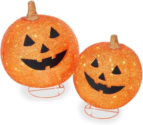 Best Choice Products 2pc Lighted Pop-Up Outdoor Halloween Pumpkin Set with Removeable Face, Fall ... | Amazon (US)