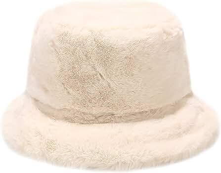 Winter Faux Fur Furry Bucket Hat Fluffy Fuzzy Warm Hat Plush Fisherman Hat for Women Teens Girls | Amazon (US)