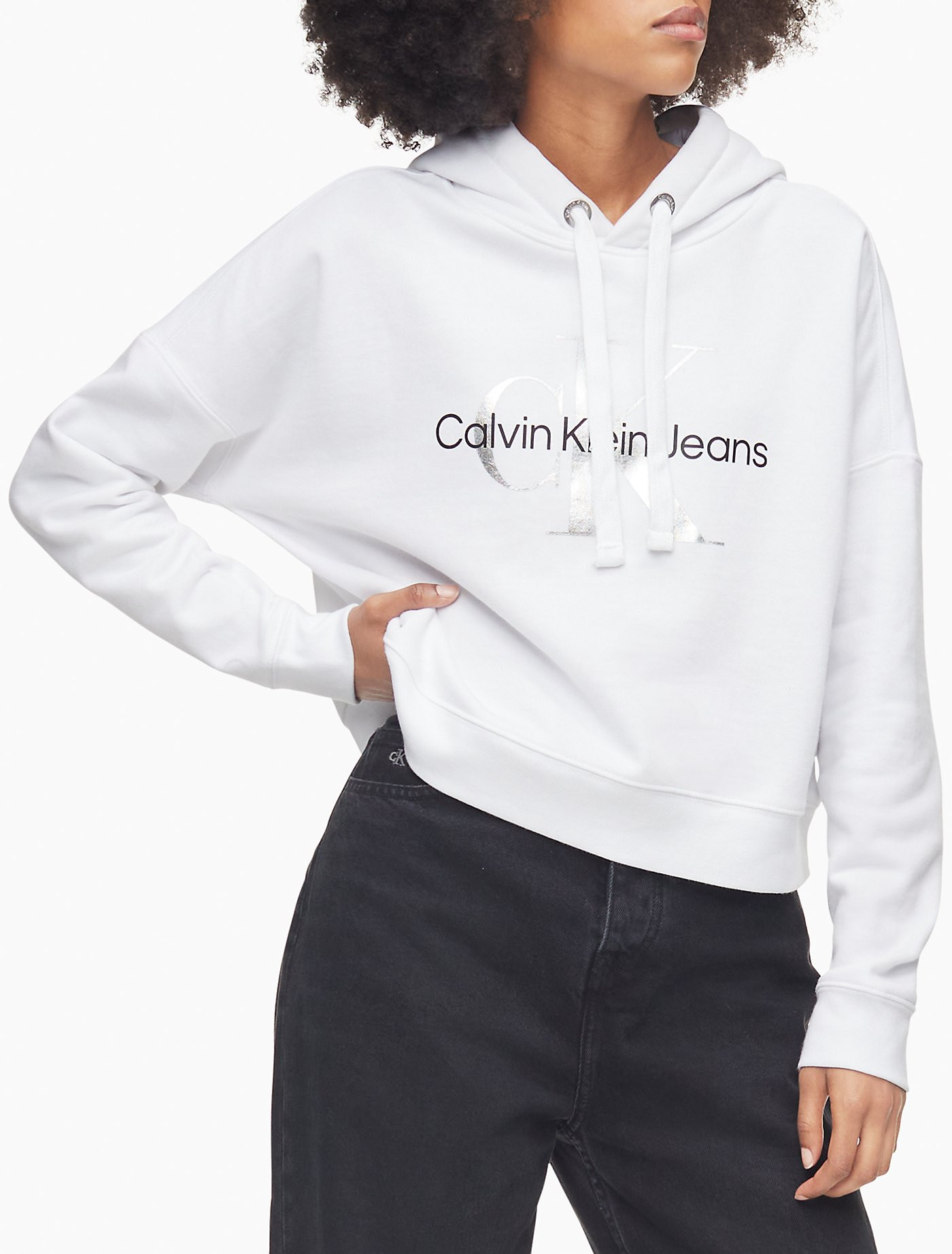 Monogram Logo Cropped Hoodie | Calvin Klein | Calvin Klein (US)