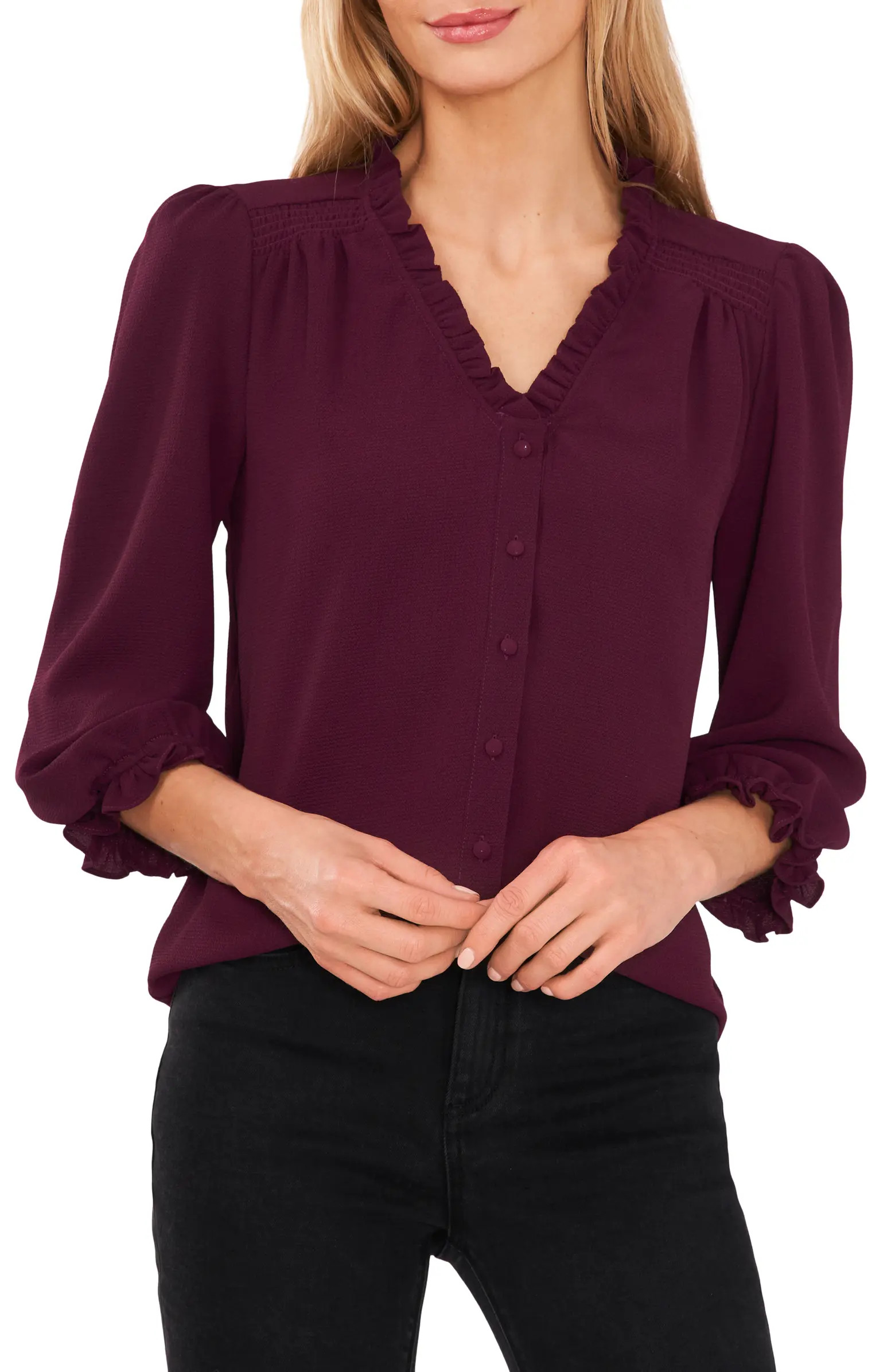 Ruffle V-Neck Blouse | Nordstrom