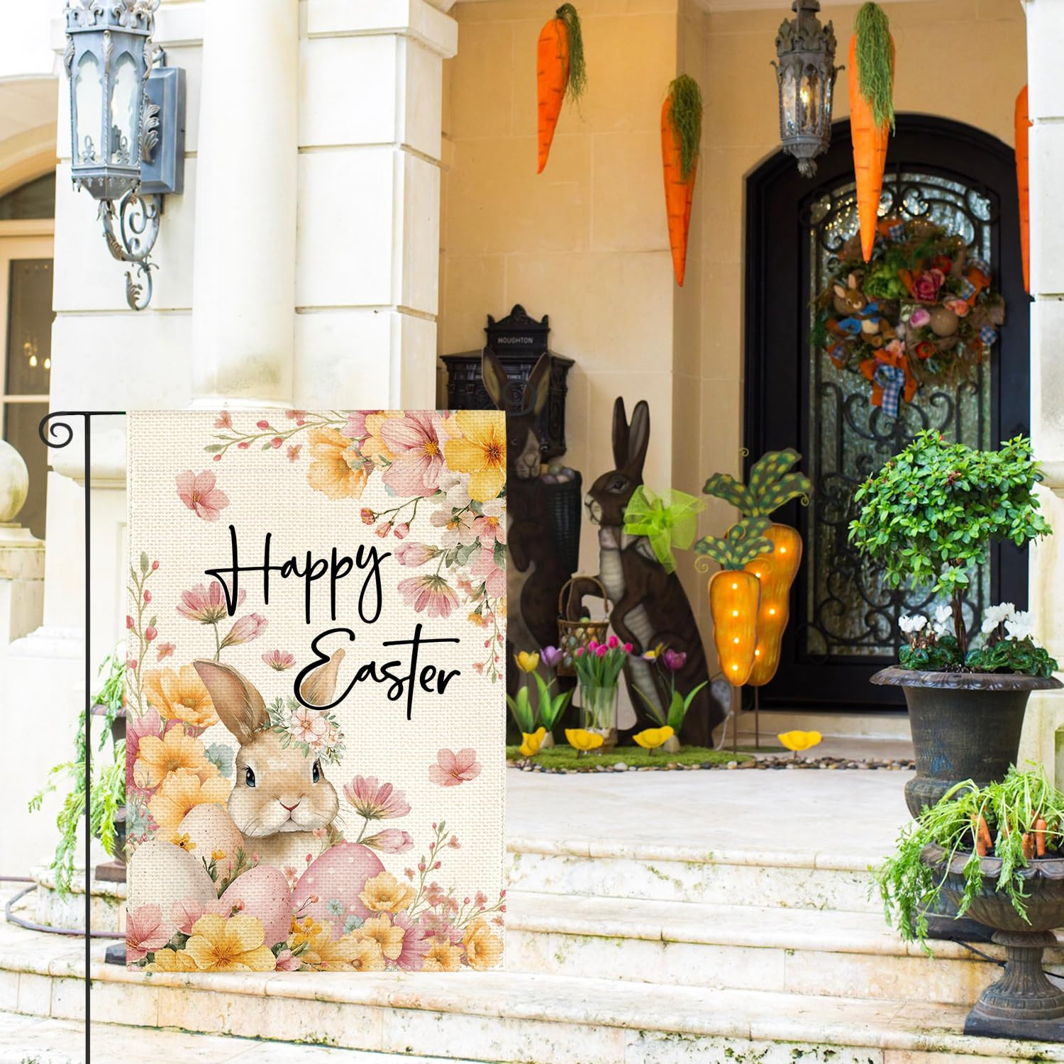 AVOIN colorlife Floral Happy Easter Garden Flag 12x18 Inch Double Sided Outside, Bunny Rabbit Egg... | Amazon (US)