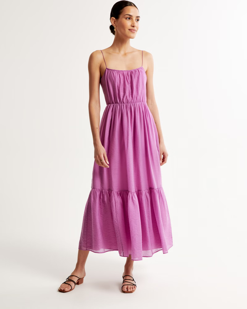Women's Low Back Tiered Maxi Dress | Women's New Arrivals | Abercrombie.com | Abercrombie & Fitch (US)