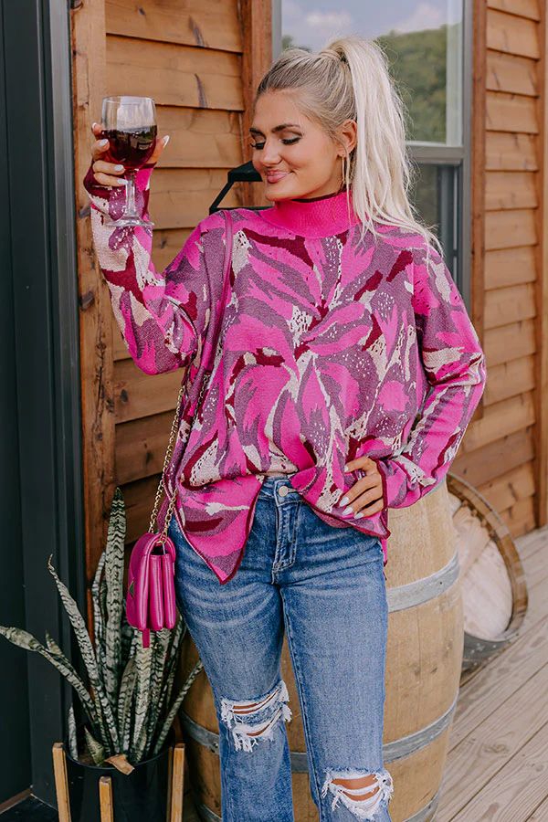 Touch Of Fall Sweater Top in Hot Pink | Impressions Online Boutique