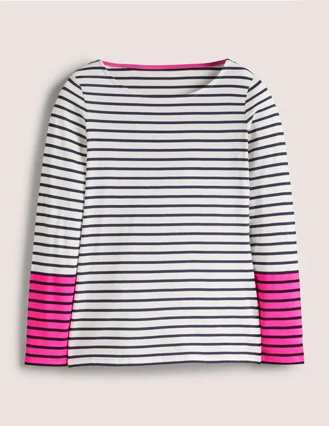 Long Sleeve Breton Top Neon Pink Stripe Women Boden | Boden (US)